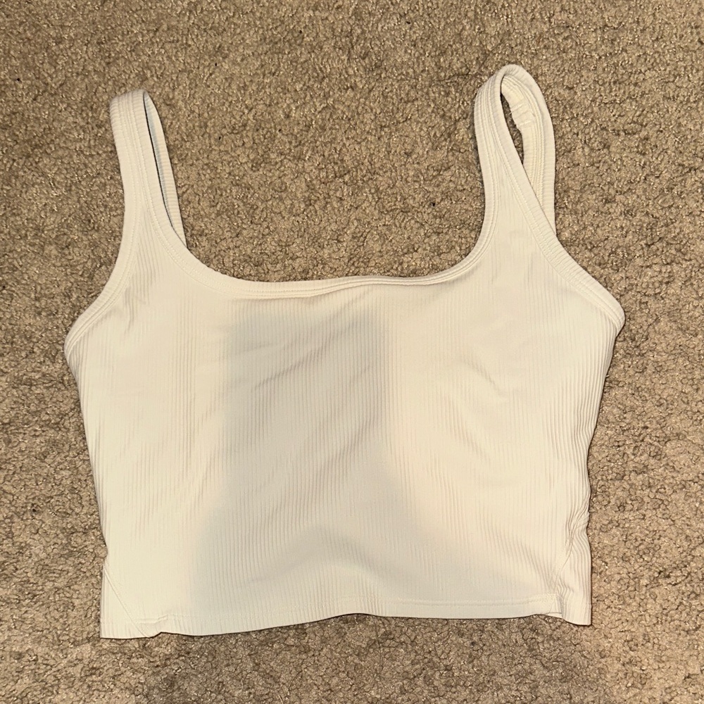 White Ribbed Square-Neck Tank Top - Women